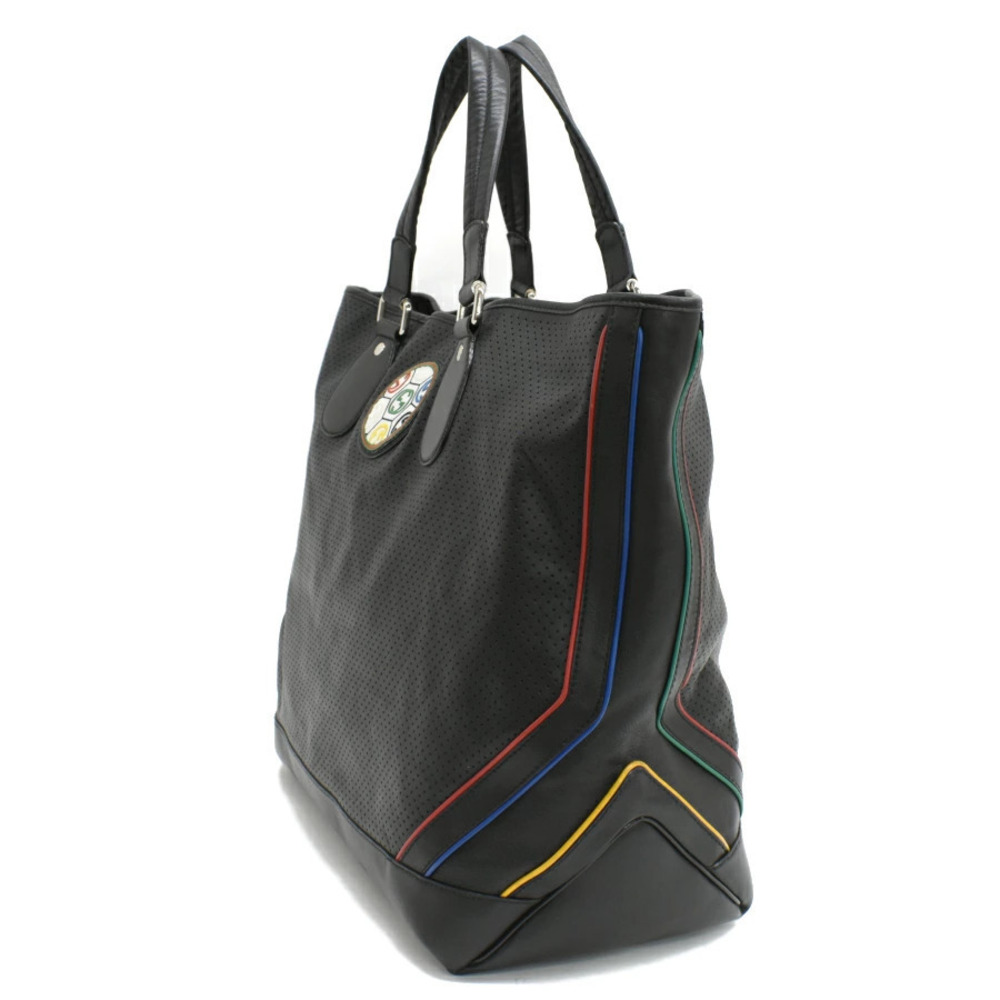 Gucci Perforated Bag Tote Shoulder Black Leather Black